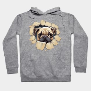 Baby Pug Dog Peeking Hoodie